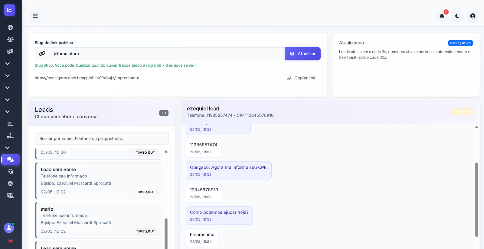 Chat Lead do ConsigCRM